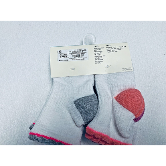 Cat & Jack Ankle Socks Size 12-24 Months Girls Lot of 6 Pair New with Tags - Picture 4 of 6